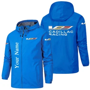 Cadillac Racing Hooded Windbreaker Jacket Custom Name