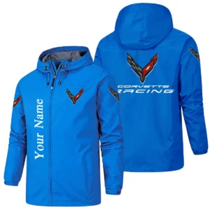 Corvette Racing Hooded Windbreaker Jacket Custom Name
