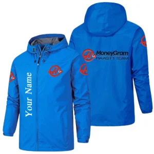 MoneyGram Haas F1 Team Racing Hooded Windbreaker Jacket Custom Name