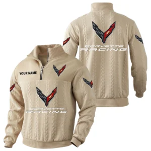 Corvette Racing Quarter-Zip Sweatshirt Stand Collar Custom Name