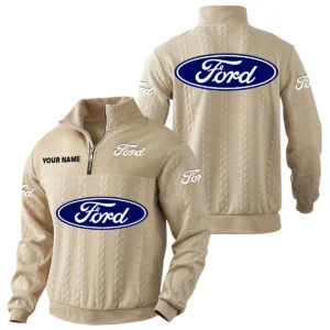 Ford Quarter-Zip Sweatshirt Stand Collar Custom Name