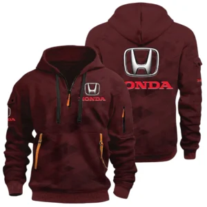 Honda Half Zip Hoodie All Over Prints Multi Pockets Custom Name Gift For Fan