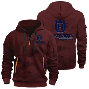 Husqvarna Motorcycles Half Zip Hoodie All Over Prints Multi Pockets Custom Name Gift For Fan