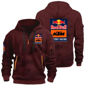 Red Bull KTM Factory Racing Half Zip Hoodie All Over Prints Multi Pockets Custom Name Gift For Fan
