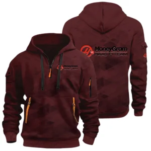 MoneyGram Haas F1 Team Racing Half Zip Hoodie All Over Prints Multi Pockets Custom Name Gift For Fan