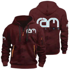RAM Racing Half Zip Hoodie All Over Prints Multi Pockets Custom Name Gift For Fan