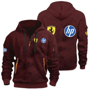 Scuderia Ferrari HP Racing Half Zip Hoodie All Over Prints Multi Pockets Custom Name Gift For Fan