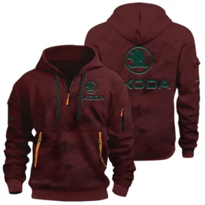 Skoda Half Zip Hoodie All Over Prints Multi Pockets Custom Name Gift For Fan