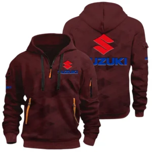 Suzuki Half Zip Hoodie All Over Prints Multi Pockets Custom Name Gift For Fan