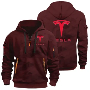 Tesla Half Zip Hoodie All Over Prints Multi Pockets Custom Name Gift For Fan