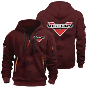 Victory Motorcycles Half Zip Hoodie All Over Prints Multi Pockets Custom Name Gift For Fan