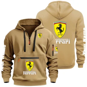 Ferrari Half Zip Hoodie Multi Zipper Pocket Custom Name