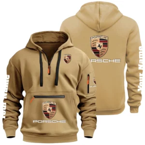 Porsche Half Zip Hoodie Multi Zipper Pocket Custom Name