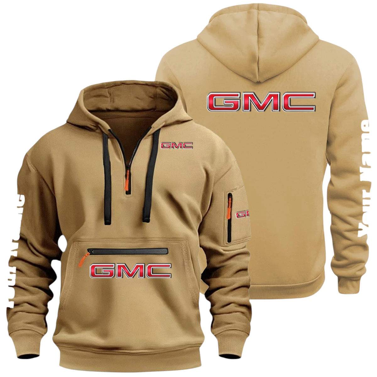 GMC Car Half Zip Hoodie Multi Zipper Pocket Custom Name GMC Car Half Zip Hoodie Multi Zipper Pocket Custom Name
