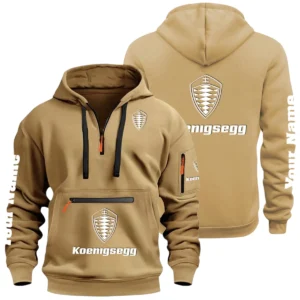 Koenigsegg Half Zip Hoodie Multi Zipper Pocket Custom Name