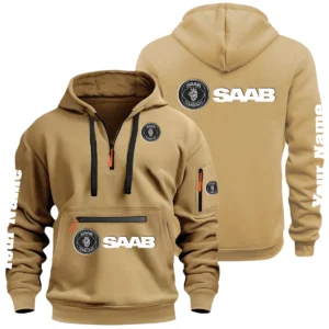 Saab Half Zip Hoodie Multi Zipper Pocket Custom Name