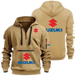 Suzuki Motor Half Zip Hoodie Multi Zipper Pocket Custom Name
