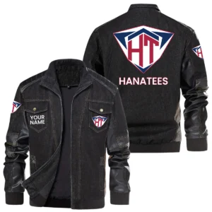 Hanatees Men’s Denim Jacket x Sleeve PU Leather Custom Name