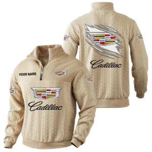 Cadillac Quarter-Zip Sweatshirt Stand Collar Custom Text