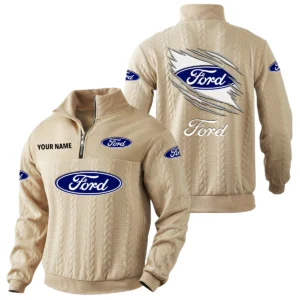 Ford Quarter-Zip Sweatshirt Stand Collar Custom Text