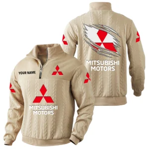 Mitsubishi Quarter-Zip Sweatshirt Stand Collar Custom Text