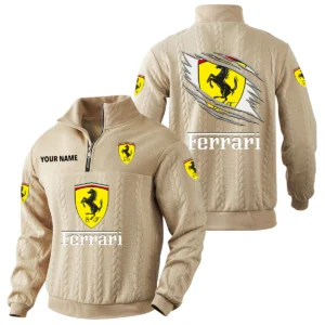 Ferrari Quarter-Zip Sweatshirt Stand Collar Custom Text