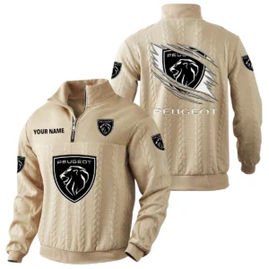 Peugeot Quarter-Zip Sweatshirt Stand Collar Custom Text
