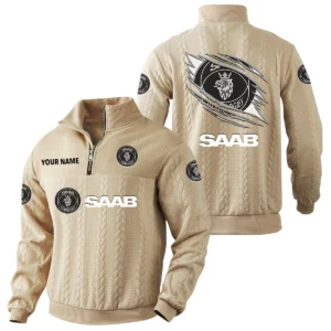 Saab Quarter-Zip Sweatshirt Stand Collar Custom Text