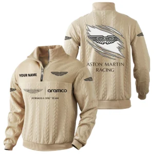 Aston Martin Racing Quarter-Zip Sweatshirt Stand Collar Custom Text
