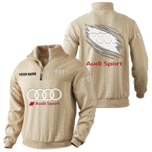 Audi Sport Racing Quarter-Zip Sweatshirt Stand Collar Custom Text