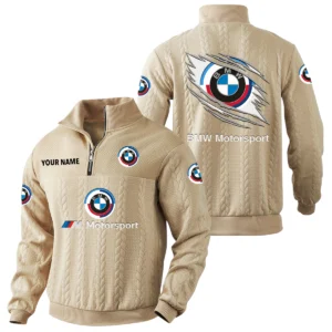 BMW M Motorsport Racing Quarter-Zip Sweatshirt Stand Collar Custom Name DIDI291025Y9SWCBMM