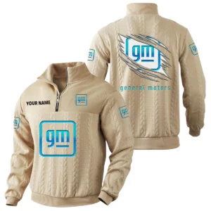 General Motors Quarter-Zip Sweatshirt Stand Collar Custom Text
