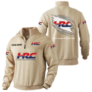 HRC Honda Racing Quarter-Zip Sweatshirt Stand Collar Custom Text
