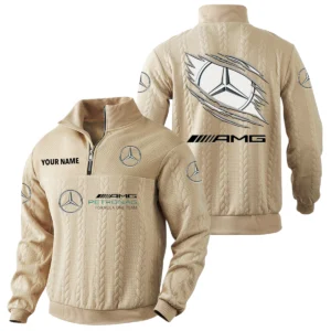 Mercedes-AMG Petronas Racing Quarter-Zip Sweatshirt Stand Collar Custom Text