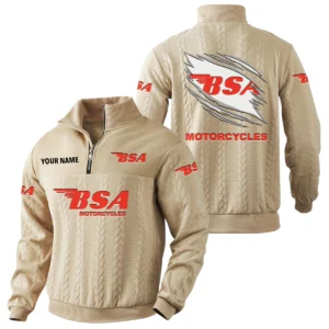 BSA Motorcycles Quarter-Zip Sweatshirt Stand Collar Custom Text