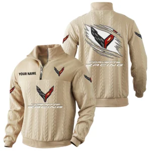 Corvette Racing Quarter-Zip Sweatshirt Stand Collar Custom Text