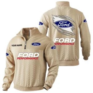 Ford Performance Racing Quarter-Zip Sweatshirt Stand Collar Custom Text