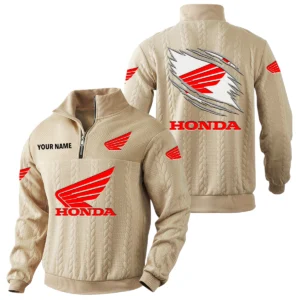 Honda Motor Quarter-Zip Sweatshirt Stand Collar Custom Text