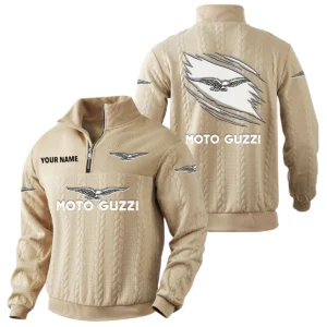 Moto Guzzi Quarter-Zip Sweatshirt Stand Collar Custom Text