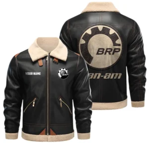 Can Am BRP PU Leather Fleece Lining Bomber Jacket Winter Coat Custom Name