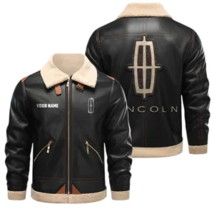 Lincoln PU Leather Fleece Lining Bomber Jacket Winter Coat Custom Name