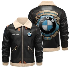 BMW M Motorsport Racing PU Leather Fleece Lining Bomber Jacket Winter Coat Personalized Text