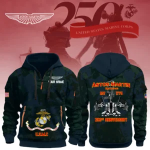 Aston Martin Racing x USMC 250th Anniversary 3D Half Zip Hoodie Custom Your Name