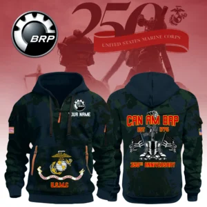Can Am BRP x USMC 250th Anniversary 3D Half Zip Hoodie Custom Your Name
