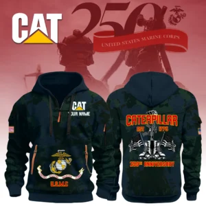 Caterpillar x USMC 250th Anniversary 3D Half Zip Hoodie Custom Your Name