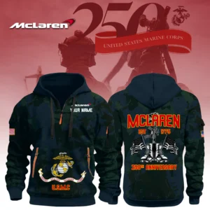 McLaren x USMC 250th Anniversary 3D Half Zip Hoodie Custom Your Name