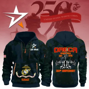 Oreca Racing Team x USMC 250th Anniversary 3D Half Zip Hoodie Custom Your Name