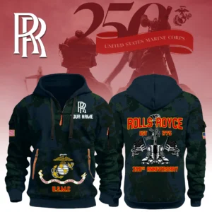 Rolls Royce x USMC 250th Anniversary 3D Half Zip Hoodie Custom Your Name