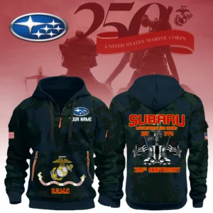 Subaru Motorsports USA Racing x USMC 250th Anniversary 3D Half Zip Hoodie Custom Your Name