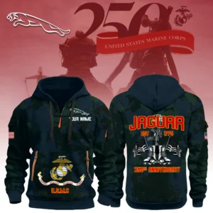 Jaguar x USMC 250th Anniversary 3D Half Zip Hoodie Custom Your Name